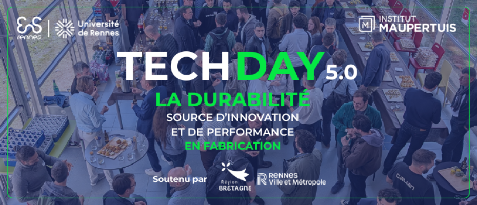 Fond photo du cocktail déjeunatoire, avec les logos des partenaires et le titre de l'événement